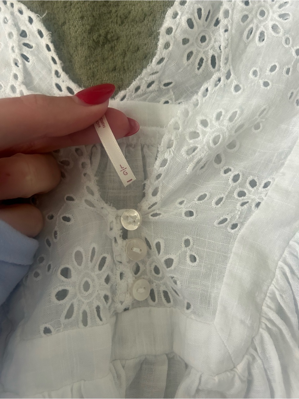 Free People White Eyelet Lace Peasant Blouse - Picture 3 of 3